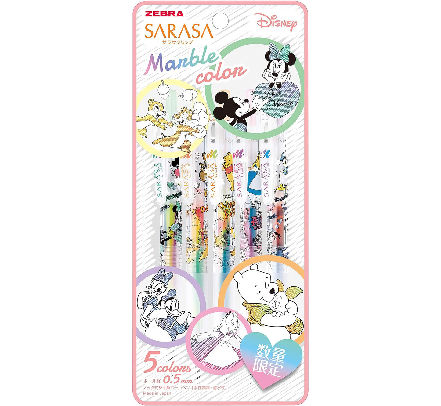 Canetas Disney - Esferográfica Gel Sarasa Clip - conjunto com 5 cores misturadas 0.5mm