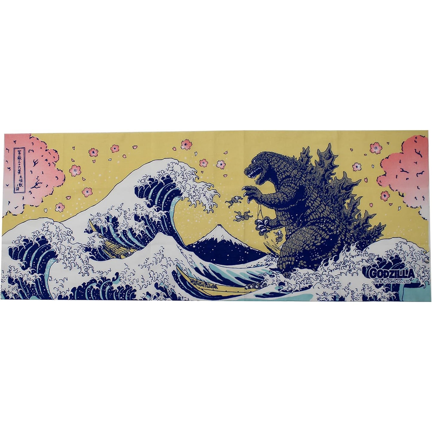 Hand Towel Folkart - Godzilla Ukiyo-e