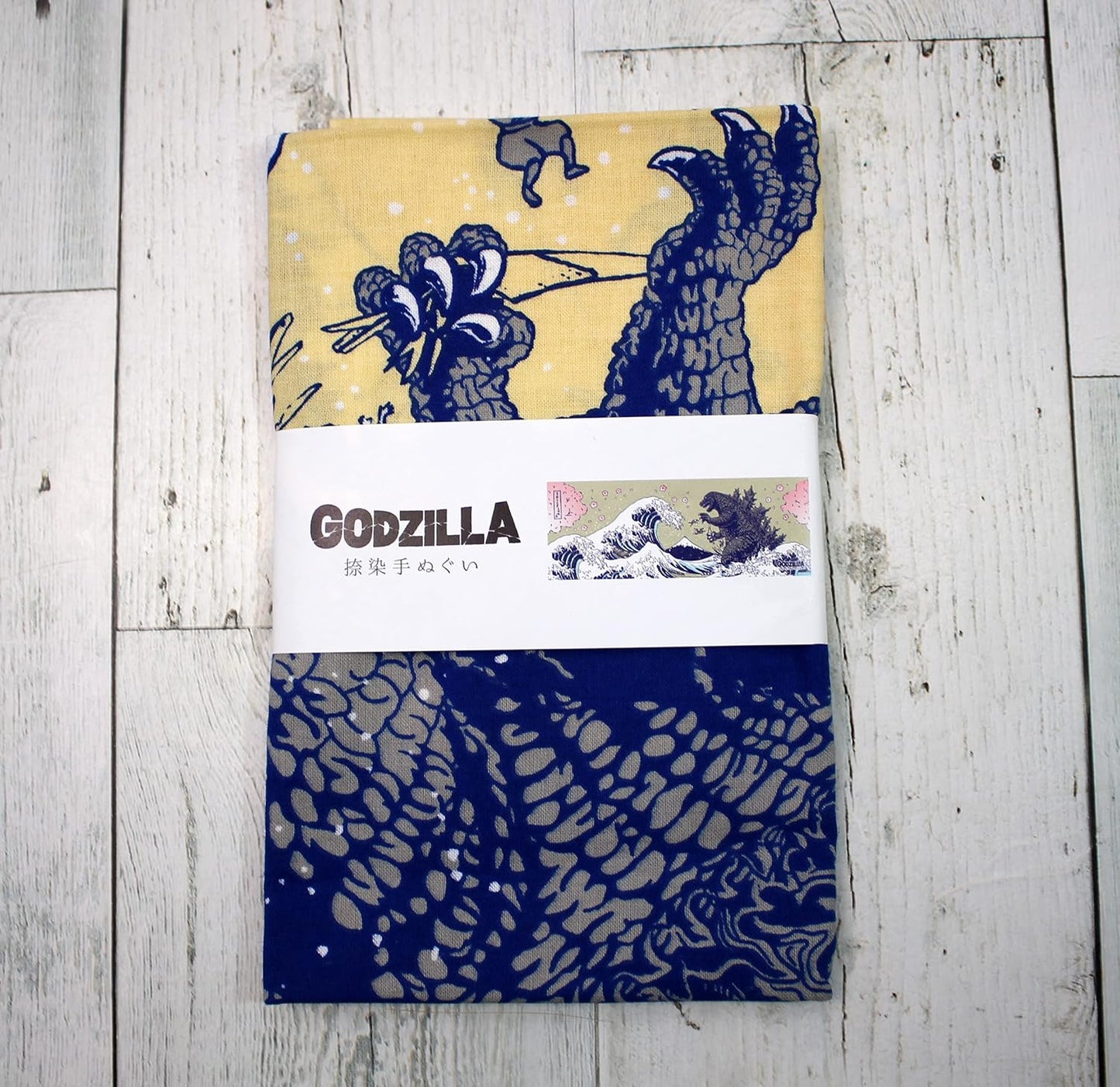 Hand Towel Folkart - Godzilla Ukiyo-e