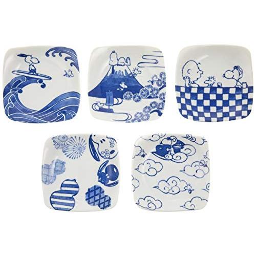 Mini dish plates for sauce - Peanuts Snoopy Yamaka - Set of 5 - Square shape